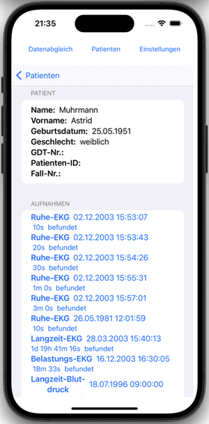 CardioDiVA auf iPhone